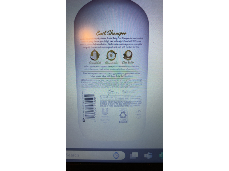 Suave Baby Curl Shampoo, Coconut Oil, Chamomile & Shea Butter, 13.5 fl oz/400 mL