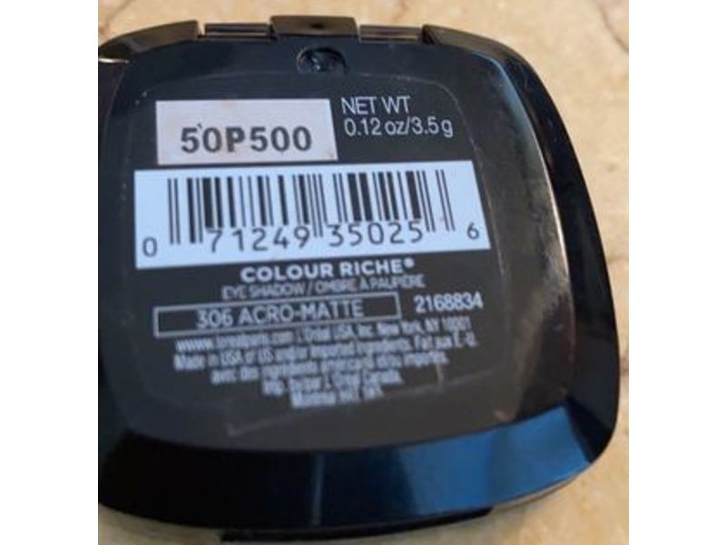 L'Oreal Paris Eyeshadow, 306 Acro-Matte, 0.12 oz/3.5 g