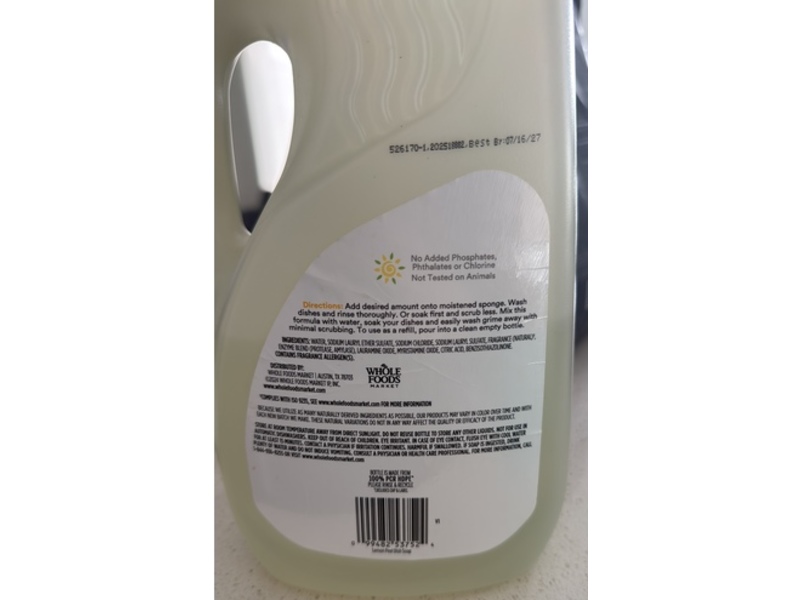 365 by Whole Foods Market Dish Soap Refill, Lemon Peel Scent, 90 fl oz/2.66 L