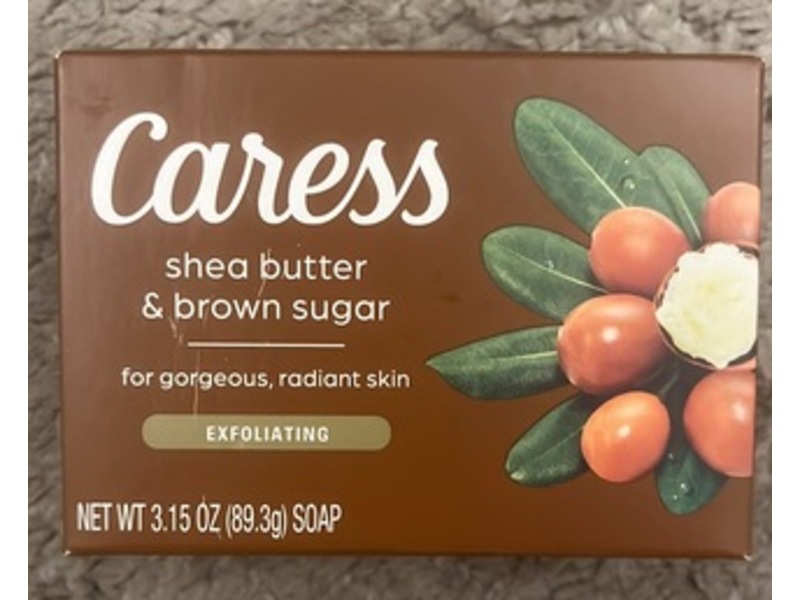 Caress Exfoliating Soap, Shea Butter & Brown Sugar, 3.15 oz/89.3 g, Pack Of 3