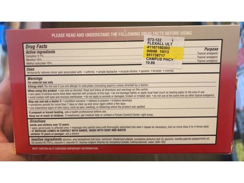 Flexall Ultra Plus Triple Action Power Full Pain Relieving Gel, 4 oz/113 g