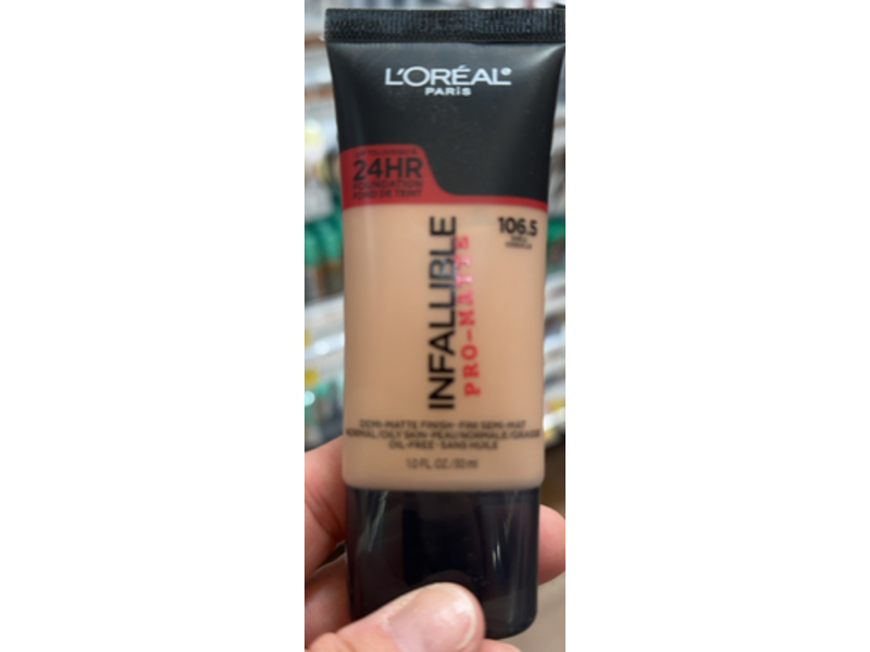 L’Oreal Paris Makeup Infallible Pro-Matte Liquid Longwear Foundation, Shell 106.5, 1 fl oz/30 mL