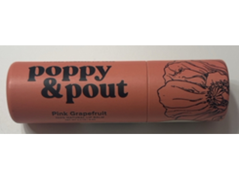 Poppy & Pout Natural Lip Balm, Pink Grapefruit, 0.3 oz/8.5 g