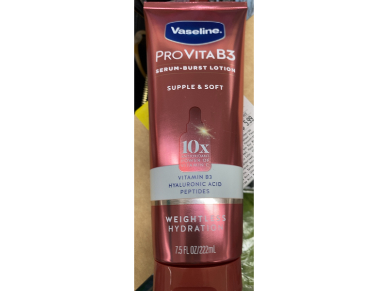 Vaseline Supple & Soft Serum Burst Lotion, Vitamin B3 + Hyaluronic Acid & Peptides, 7.5 fl oz/222 mL