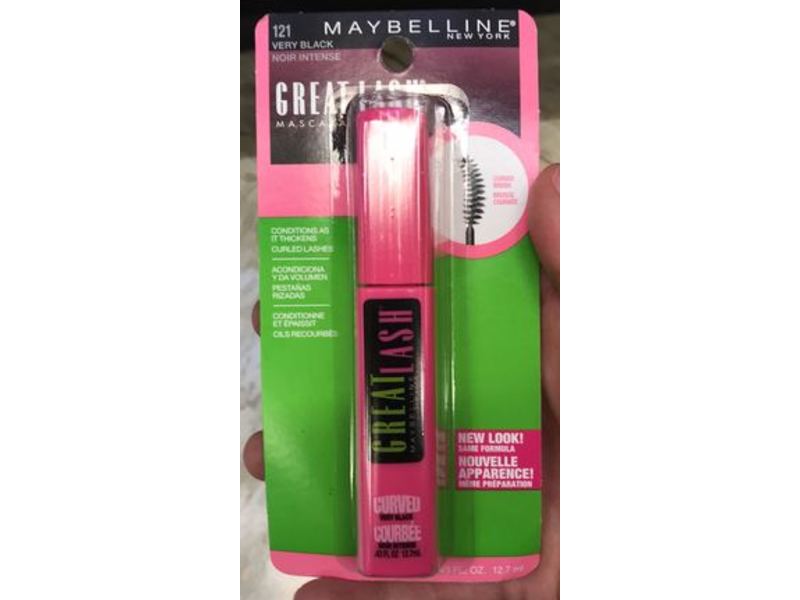 Maybelline Great Lash Curved Brush Mascara, 121 Very Black, 0.43 fl oz/12.7 mL, Pack Of 2