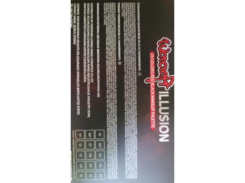De'Lanci Warcraft Illusion 15 Colors Makeup Palette, Red Black