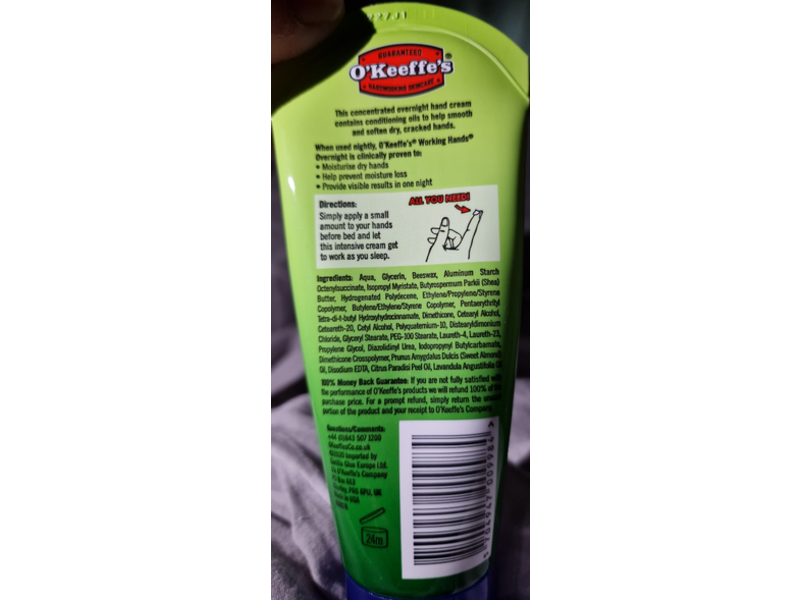 O'Keeffe's Working Hands Overnight Hand Cream, 80 mL