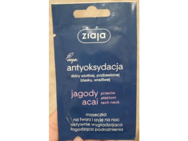 Ziaja Smoothing Overnight Face Mask, Acai Berries, 7 mL