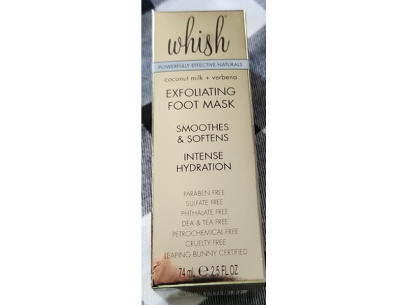 Whish Intense Hydration Exfoliating Foot Mask, Coconut Milk + Verbena, 2.5 fl oz/74 mL