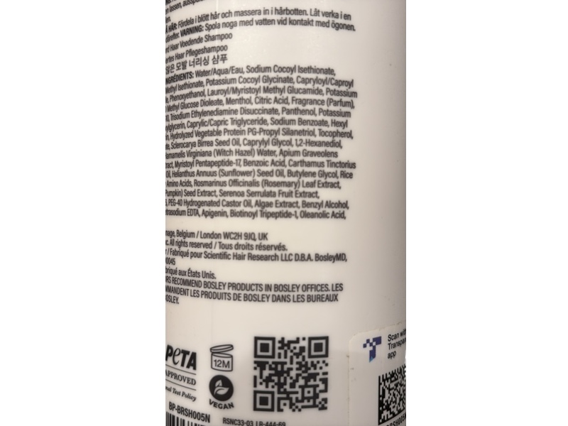 BosleyMD Nourishing Shampoo, Revive, 33.8 fl oz/1 L