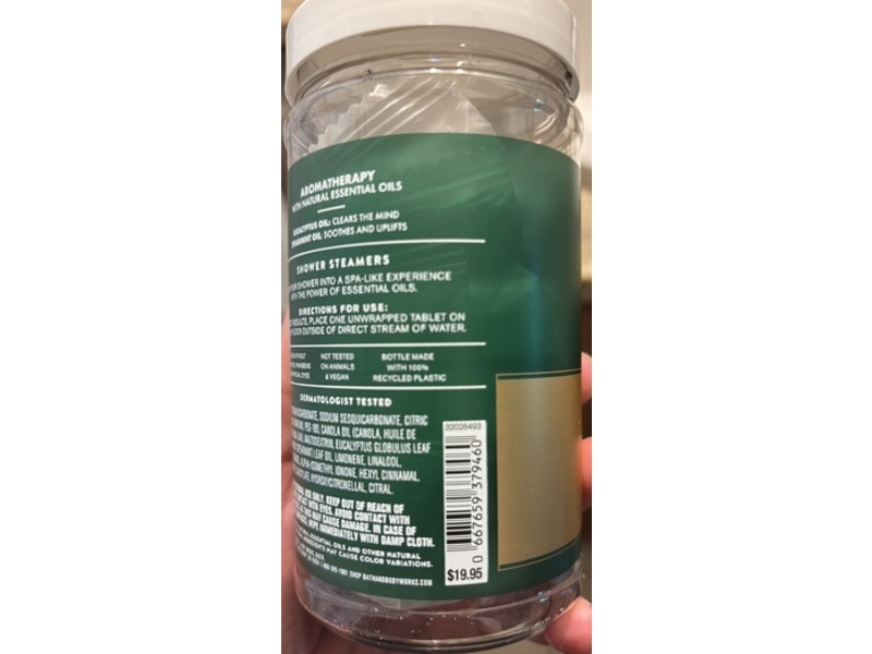 Bath & Body Works Aromatherapy Shower Steamers, Eucalyptus+Spearmint, 4.8 oz 136 g, 6 Count