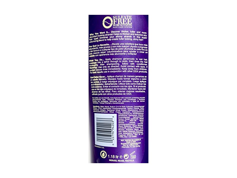 Ogx Thick And Full + Biotin And Collagen Shampoo, 40 fl oz / 1.18 Ltr