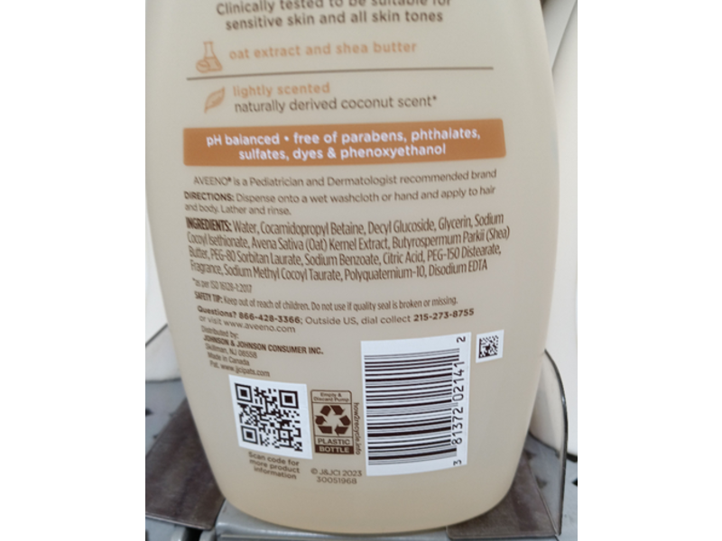 Aveeno Baby Daily Moisturizing Wash & Shampoo, Shea Butter & Oat Extract, 12 fl oz/354 mL