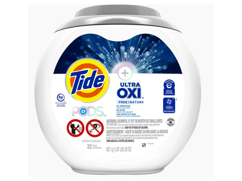 Tide Ultra Oxi Laundry Detergent Pods, Free/Nature, 32 Pack, 30 oz/857 g
