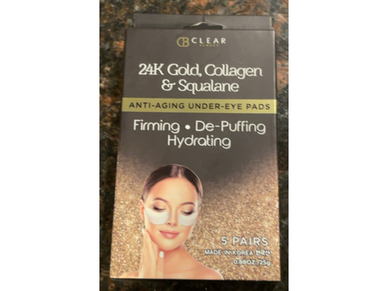 Clear Beauty Anti-Aging Under-Eye Pads, 24k Gold + Collagen & Squalene, 0.88 oz/25 g, 5 Pairs