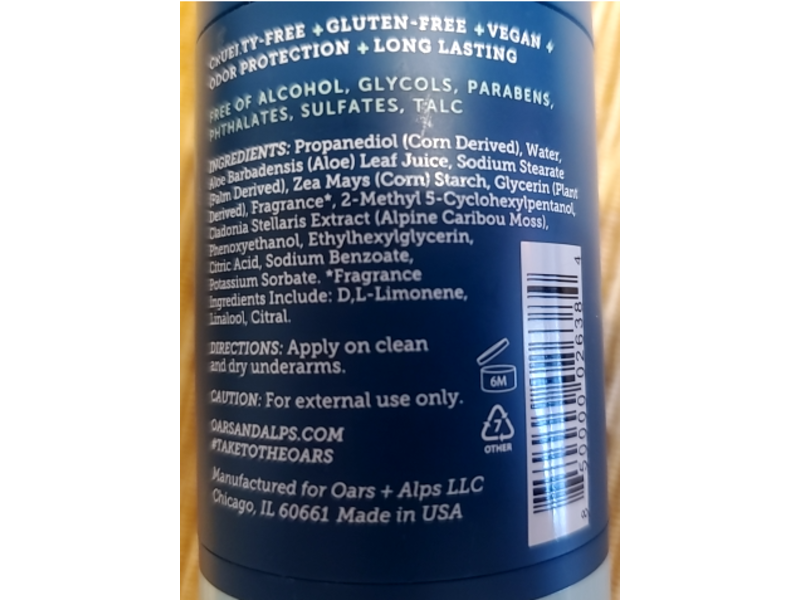 Oars + Alps Deodorant, Aspen Air, 2.6 oz/75 g