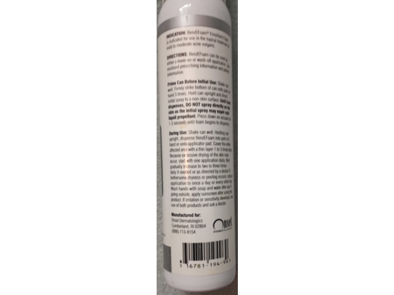 BenzEfoam (Benzoyl Peroxide) Emollient Foam 5%, 100 G, Bausch Health US, LLC (RX)