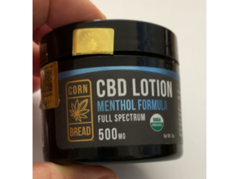 Corn Bread CBD Lotion, Menthol Formula, 2 oz