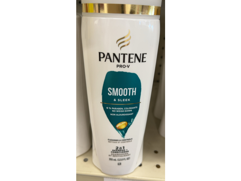 Pantene Smooth & Sleek 2 In 1 Shampoo + Conditioner, Pro-v, 12.0 fl oz/355 mL