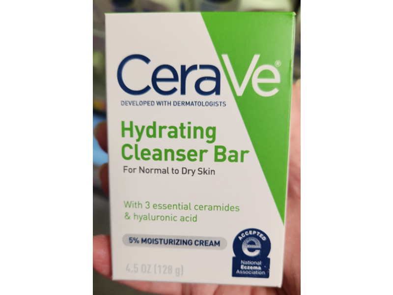 CeraVe Hydrating Cleanser Bar, Ceramides & Hyaluronic Acid, 4.5 oz/128 g