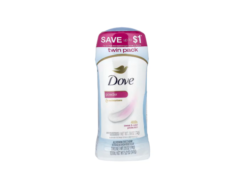 Dove Antiperspirant Deodorant Powder, 2.6 oz/74 g, 2 Count