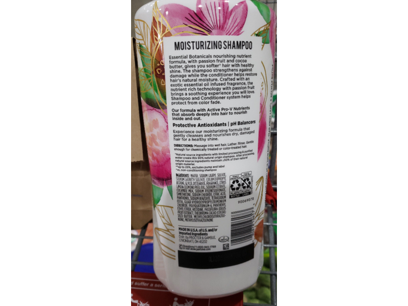 Pantene Moisturizing Shampoo, Color Safe, Passion Fruit & Cocoa Butter, 38.2 fl oz/1.13 L