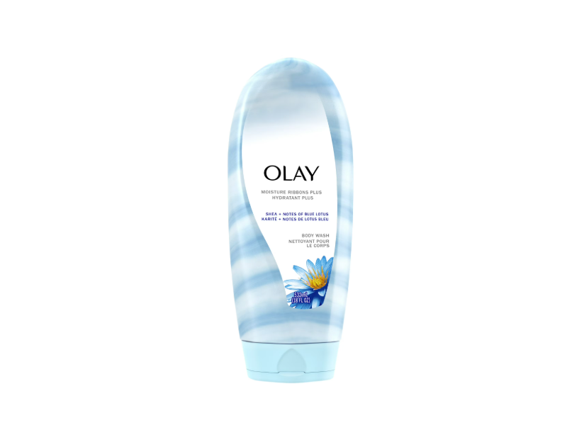 Olay Moisture Ribbons Plus Shea + Blue Lotus Body Wash, 18 fl oz/532 mL, Pack Of 4