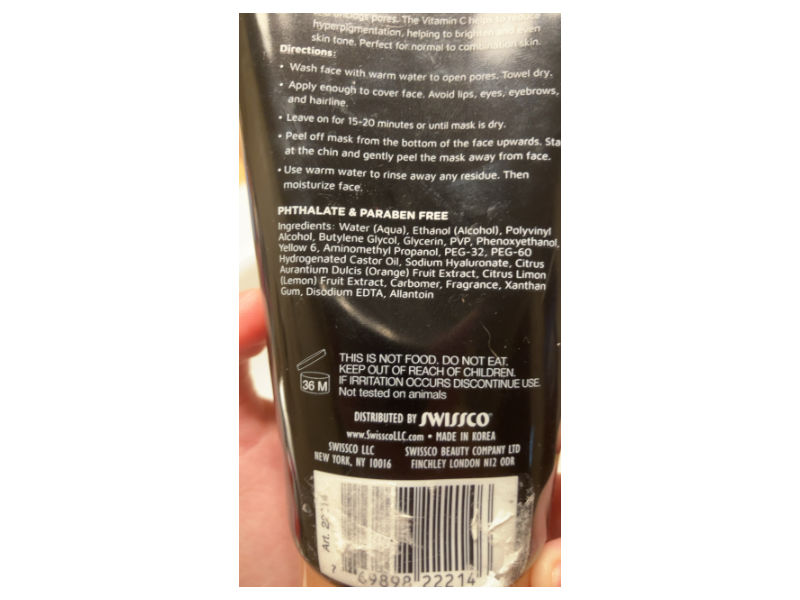 Precision Beauty Brightening Peel Off Mask, Vitamin C, 5.07 fl oz/150 mL