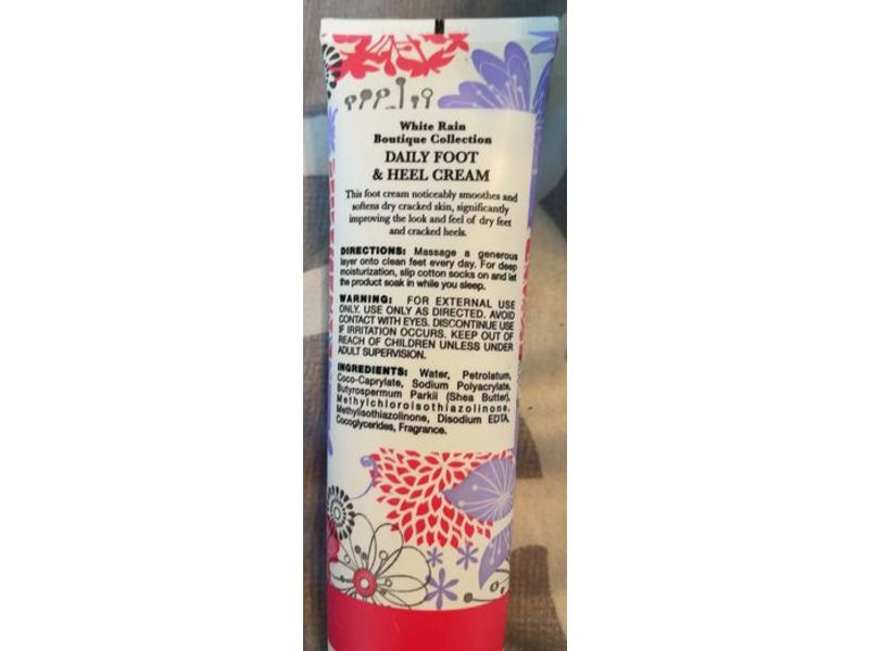 White Rain Boutique Collection Daily Foot & Heel Cream, Paraben Free, 4 oz/113 g