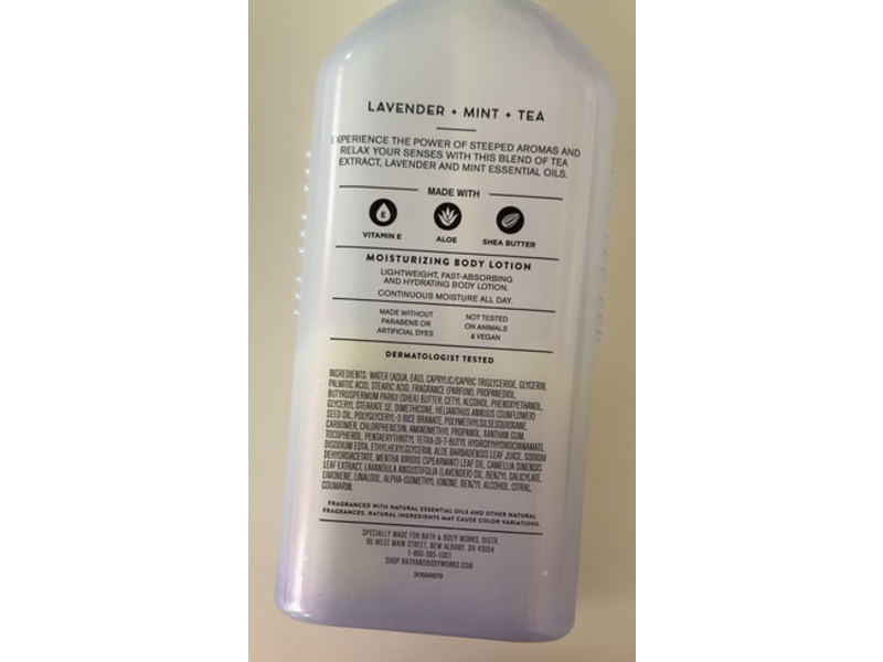 Bath & Body Works Aromatherapy Moisturizing Body Lotion, Lavender + Mint + Tea, 6.5 fl oz/192 mL