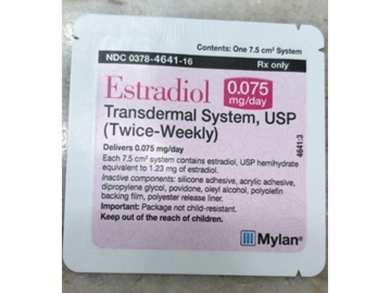 Estradiol Transdermal System, USP, 0.075 mg, Mylan (Rx)