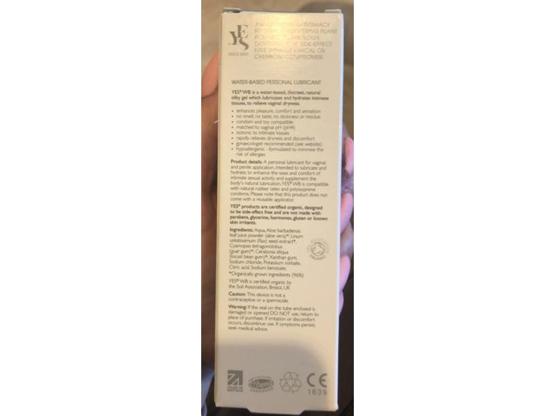 YES WB Organic Water Based Personal Lubricant, 1.7 fl oz/50ml