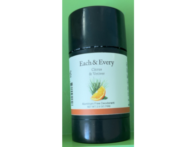 Each & Every Deodorant, Citrus & Vetiver, 2.5 oz/70 g