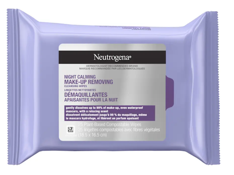 Neutrogena Night Calming Make-Up Removing Cleansing Wipes, 25 Count