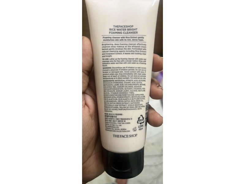 The Face Shop Foaming Cleanser, Rice Water Bright, 100 mL