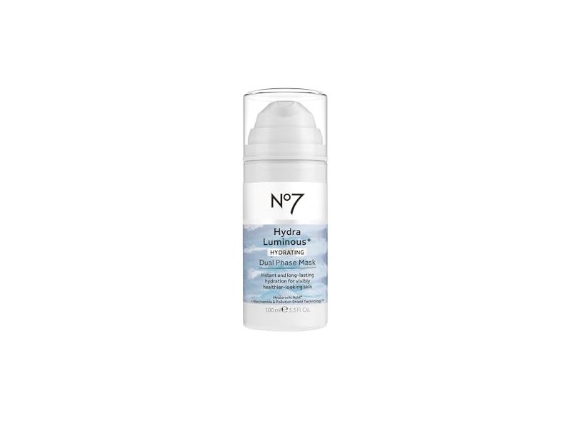 No7 HydraLuminous+ Hydrating Dual Phase Face Mask, 3.3 fl oz/100 mL