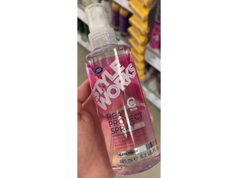 Boots Style Works Heat Protect Spray, Sleek Finish, 6.2 fl oz/185 mL