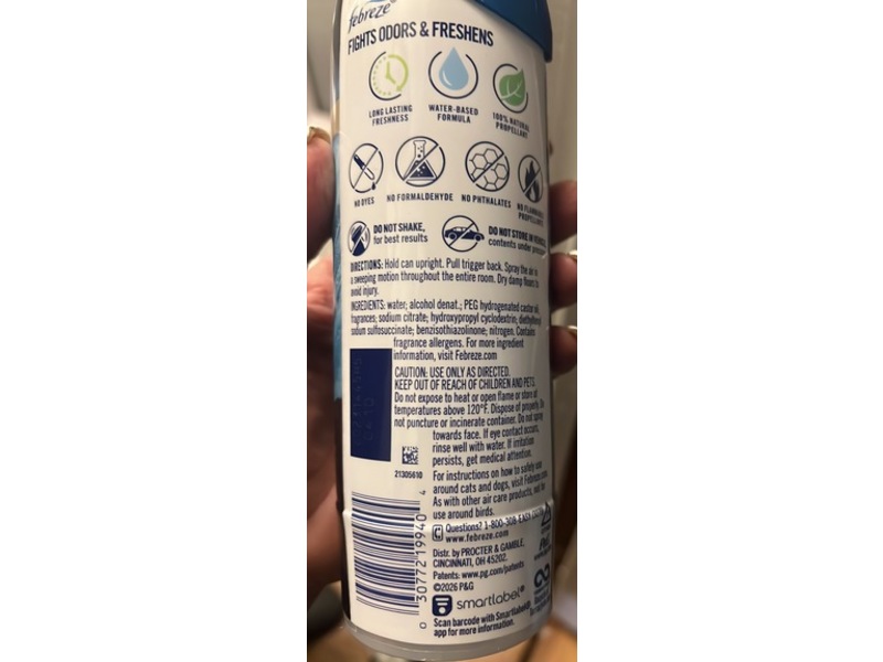Febreze Luxe Air Mist, Ocean Hinoki Ginger Water Lily, 8.1 oz/230 g