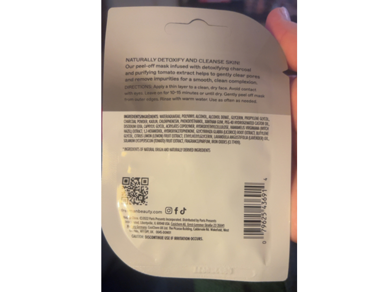 Freeman Clearing Peel-Off Mask, Charcoal & Tomato, 0.33 fl oz/10 mL