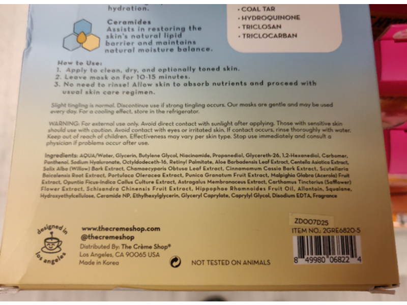 The Creme Shop Retinol Klean Beauty Essence Mask, 0.84 fl oz/25 mL