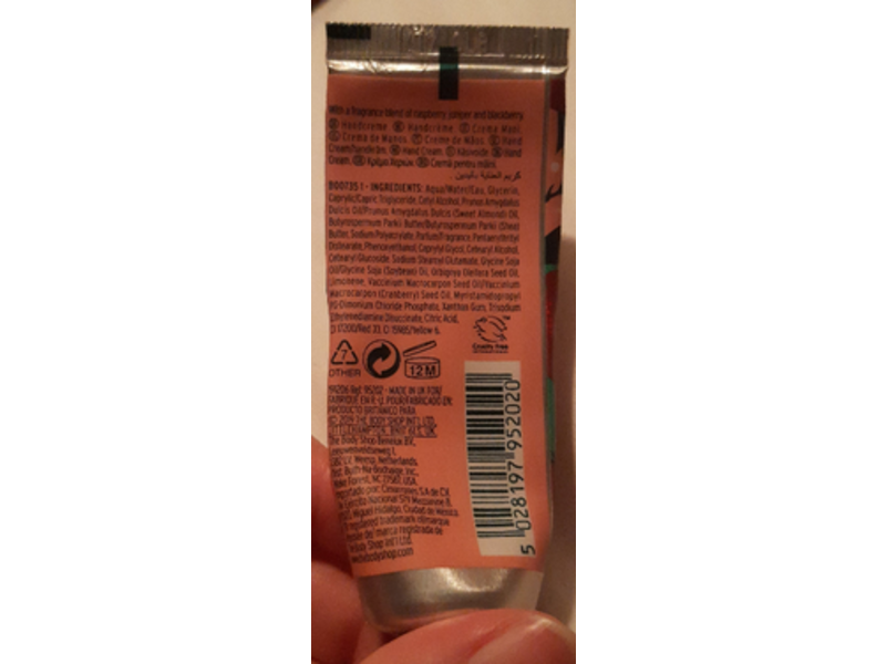 The Body Shop Hand Cream, Festive Berry, 1 fl oz/30 mL