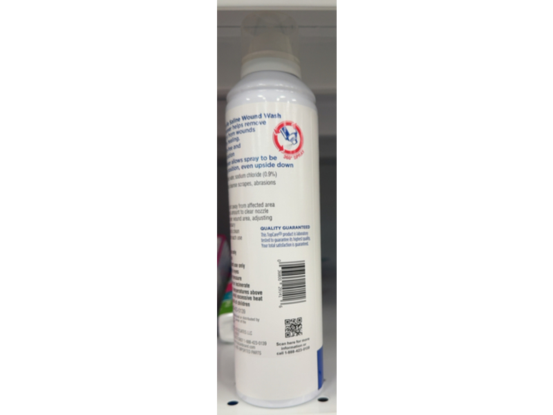 TopCare Saline Wound Wash First-Aid Cleanser, Sodium Chloride, 7.4 oz/210 g