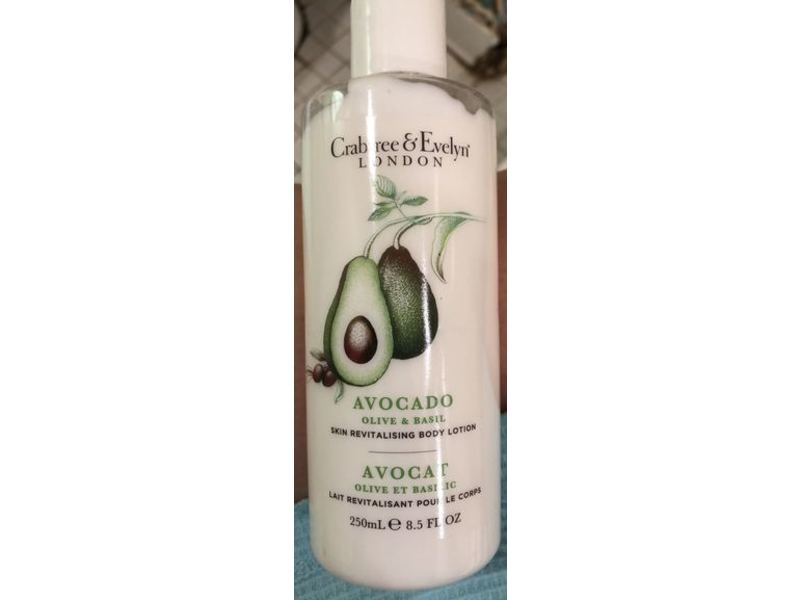 Crabtree & Evelyn Avocado Skin Revitalising Body Lotion, Olive & Basil, 8.5 fl oz/250 mL