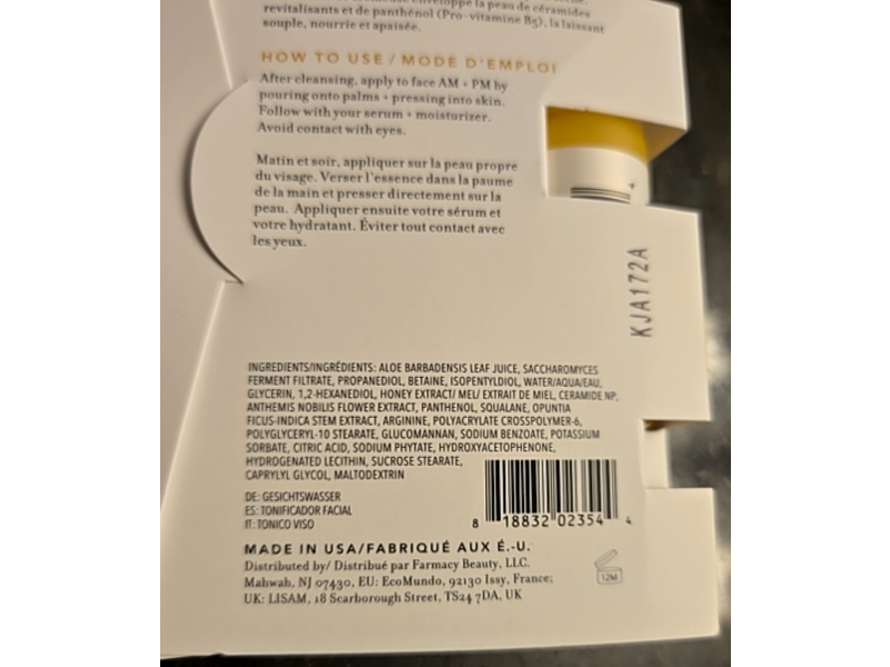 Farmacy Hydrating Essence, Honey Milk, 0.34 fl oz/10 mL