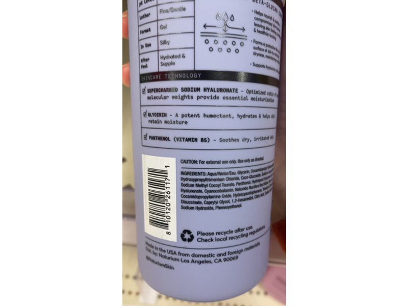 Naturium The Booster Body Wash, Hyaluronic Acid, 16.9 fl oz/500 mL