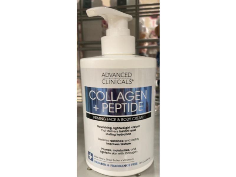 Advanced Clinicals Collagen Lotion + Peptide Firming Face & Body Cream, 15 fl oz/ 444 mL