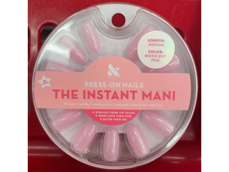 Olive & June The Instant Mani Press-On Nails, Iridescent Pink, Medium , 0.07 fl oz/2 mL, 42 Count