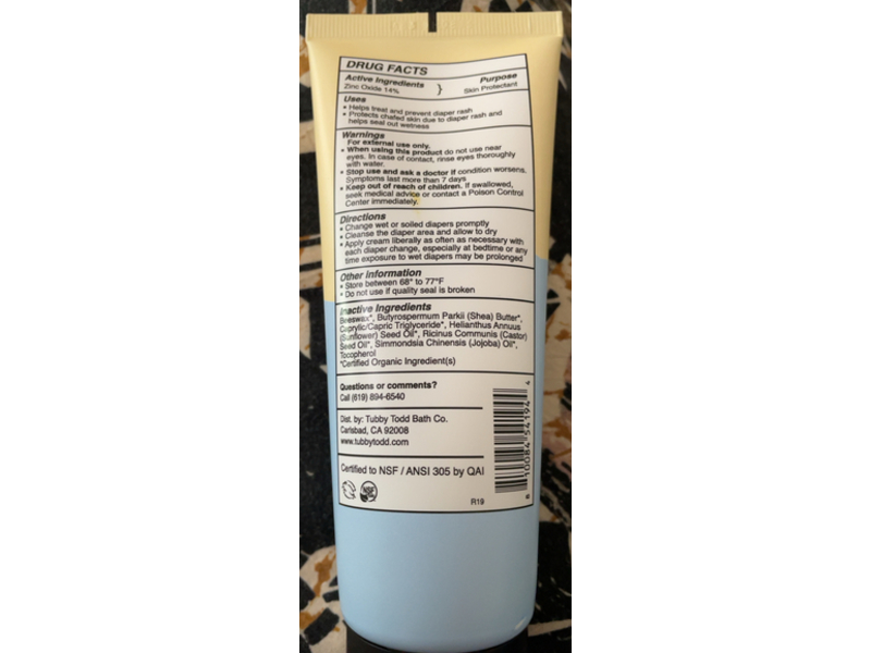 Tubby Todd Bath Co Sweet Cheeks Diaper Paste, 4 oz/113 g