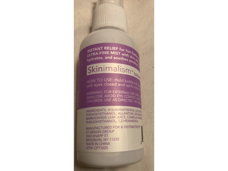 Skinimalism Cooling Hydro-Mist, Menopause Skincare, Step 01, Aloe & Green Tea, 2 fl oz/60 mL