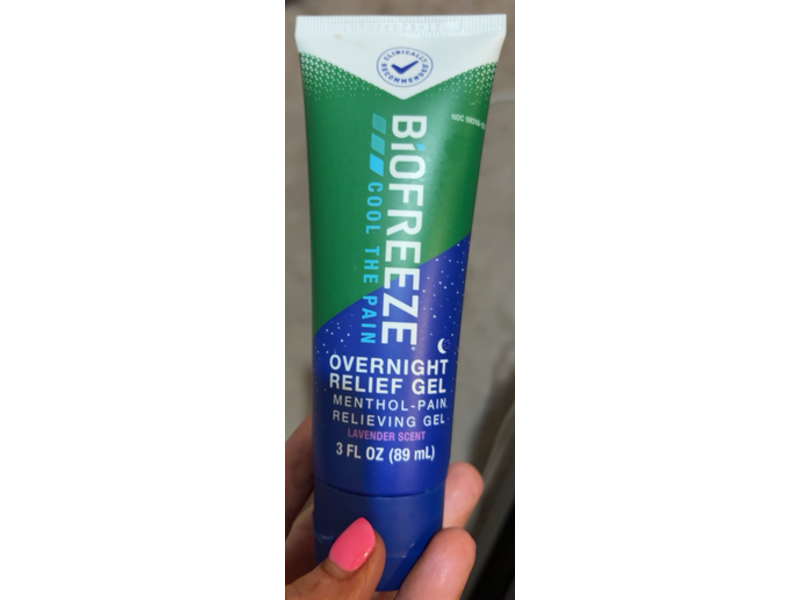 Biofreeze Overnight Menthol Pain Relief Gel, Lavender Scent, 3 fl oz/89 mL